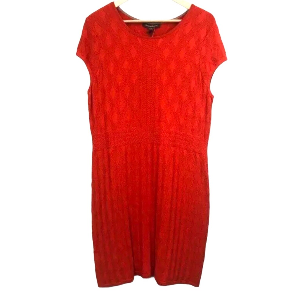 Tommy Bahama Pickford Cap Sleeve Dress Women L Orange NWT Diamond Knit Sheath